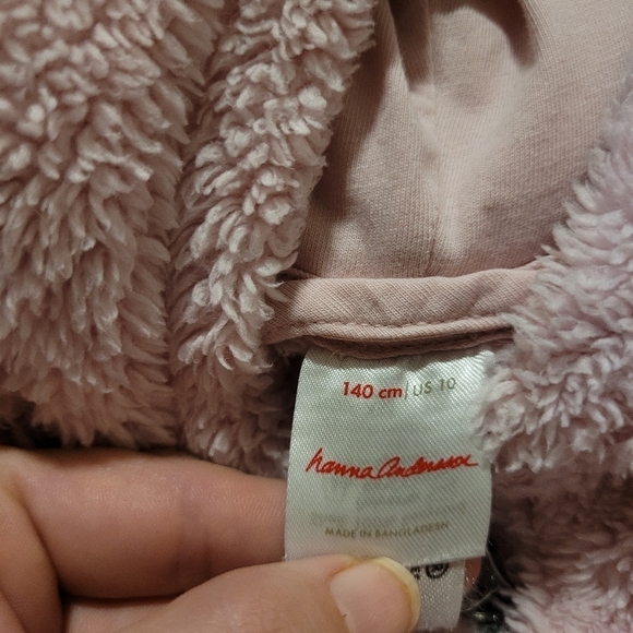Hanna Andersson Pink Fuzzy Hoodie with Ears - Picture 3 of 4
